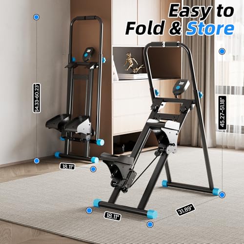 ZCMHAXJ Foldable Stair Stepper for Home, Adjustable Stair Climber with 4 Heights & 3 Angles, Compact Folding Vertical Stair Master for Exercise at Home for Full-Body Workout - color: Black