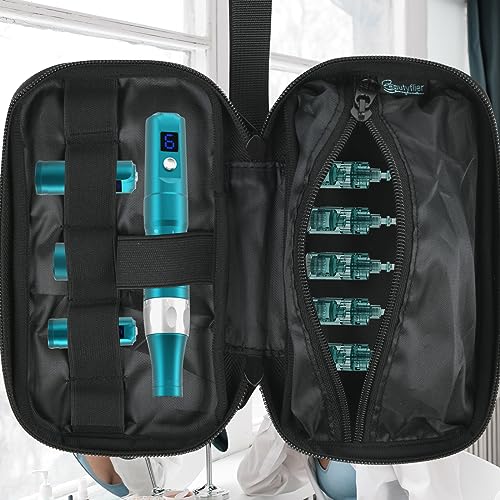 Beautyflier Carry On Bag for Microneedling Pen, Black Travel Makeup Bag for Mcroneedling Machine, Tote Bag for Women Compatible with Dermapen Microneedling pen, dr pen Microneedling Pen, Bag Only