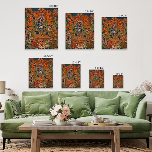 Monem Art Four Faced Mahakala Canvas - Retro Mahakala Print - Tibet Art - Buddhism Art - Gift for Men & Women - Decor for Living Room, Bedroom, Dorm or Office - Available in 8x10 to 30x40 - color: Style-13