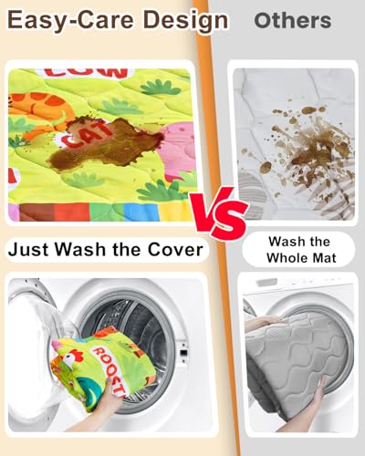 Baby Play Mat, 71x59 Playpen Mat with Machine Washable Cover | Removable, Thicken Cushioning Playmats for Baby, Non-Slip Bottom, Easy to Clean for Infants, Farm - color: Farm, size: 71" X 59"