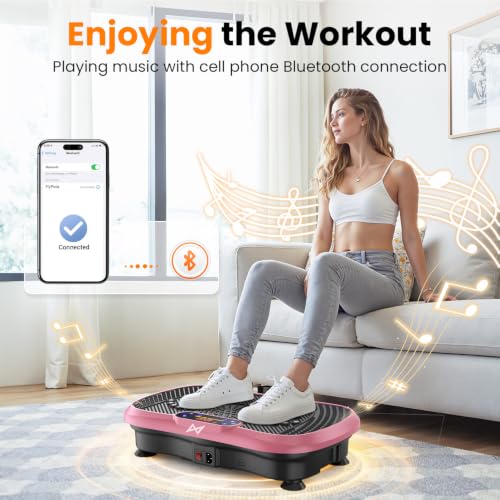 AXV Vibration Plate Fitness Platform Exercise Machine Vibrating Shaking Full Body Shaker Workout Vibrate Stand Shake Board Sport for Weight Loss Fat Burner for Gym Home Office - color: BT.PRO.PINK