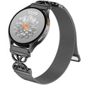 Getino Magnetic Metal Band Compatible with Galaxy Watch 7 Band 6 5 4 FE Active 2 40mm 44mm/Galaxy Watch 5 pro 45mm/Classic, Floral Dressy Milanese Strap for Samsung Watch Bands Women Stainless Steel - color: Black