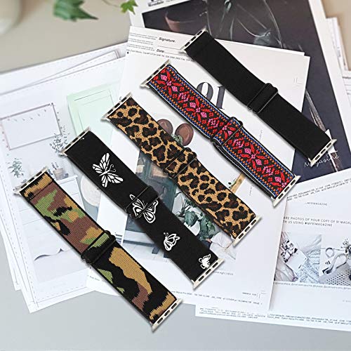 Adjustable Elastic Watch Band Compatible with Apple Watch 38mm/40mm Soft Stretch Strap Replacement Wristband for iWatch Series SE/6/5/4/3/2/1 Leapard 38mm/40mm - color: 1-Leopard, size: 38mm/40mm/41mm/42mm(Series 10)