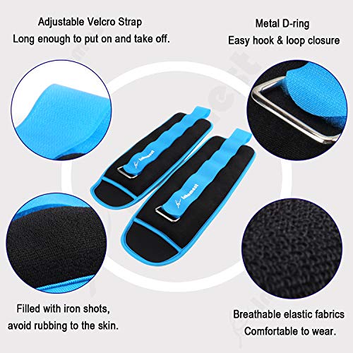 Ankle Weights, 0.5/1/1.5/2/3/4/5 LB 1 Pair Wrist Arm Leg Weights for Women Men Kids for Strength Training, Jogging, Gym Workout, Aerobics, Physical Therapy - color: Sky Blue 8LB Set (4LB each)