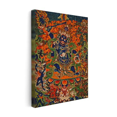 Monem Art Four Faced Mahakala Canvas - Retro Mahakala Print - Tibet Art - Buddhism Art - Gift for Men & Women - Decor for Living Room, Bedroom, Dorm or Office - Available in 8x10 to 30x40 - color: Style-13