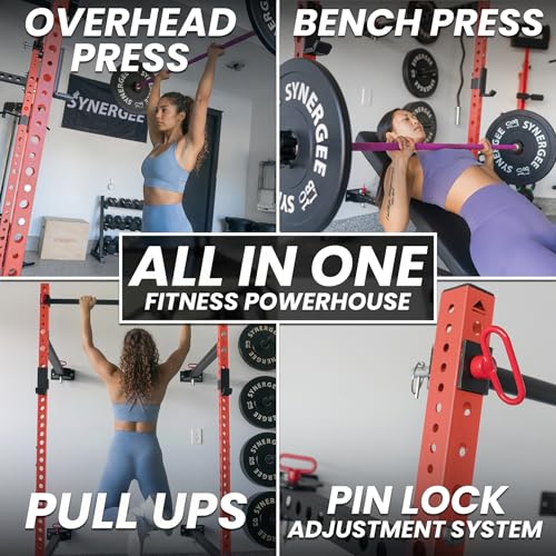 Synergee 2200 Folding Rack – 750 lb Capacity Power Cage - color: f) Red 79" x 41"