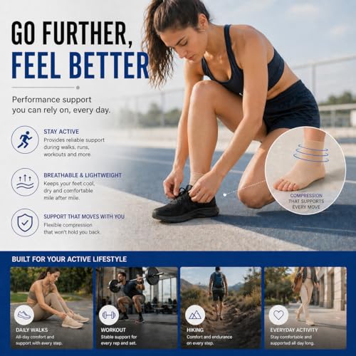 Ankle Brace Compression Sleeve Socks 2 Pack for Women&Men Foot Arch Support | 8-15 mmHg Support for Plantar Fasciitis Relief, Heel Pain, Arch & Ankle Support, Foot Brace, Open Toe Design（Black/Beige S/M） - color: Black/Beige (2 Pack), size: Small-Medium
