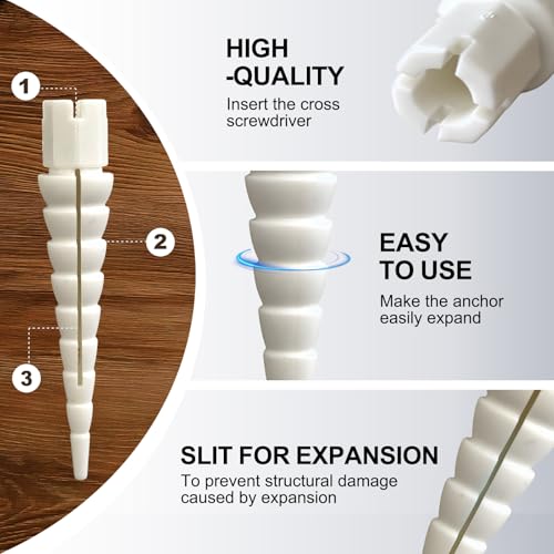 White 12PCS Stripped Screw Hole Repair Anchor, Door Hinge Screw Hole Filler, Multi Use Wall Anchors, Fits Wood Screws Sizes #2 to #16 - color: White
