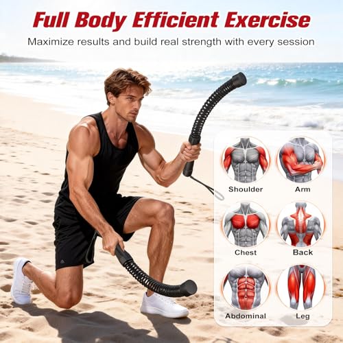Relife Ropeless Battle Ropes, 2 in 1 Weighted Cordless Battle Ropes for Home Gym - Portable Home Gym Equipment for HIIT, Strength Building, Low-Impact Cardio for Men & Women - color: Black