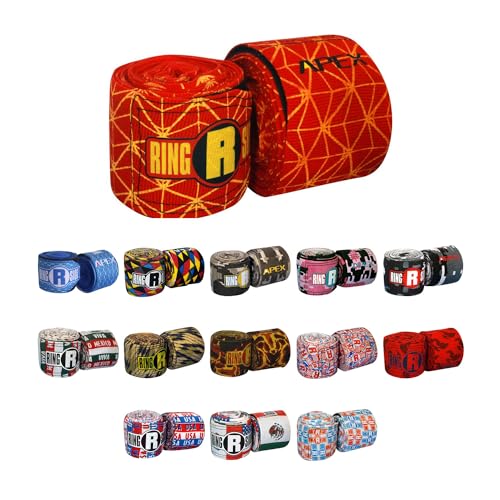 Ringside Apex 180” Boxing Hand Wraps Pair - Durable, Elastic Training Wraps with Hook & Loop Closure, Multi-Color Options, Perfect for MMA, Muay Thai, Kickboxing - color: Orange