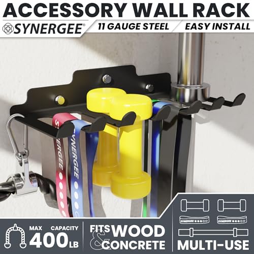 Synergee Wall Mounted Barbell Holder – Heavy Duty Gym Accessory Rack - color: f) 6 Bracket