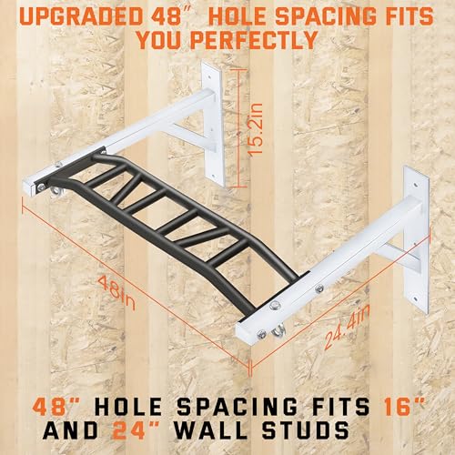 Upgrade Pull Up Bar Wall Mounted,Heavy Duty Multi Grip Chin Up Bar for Strength Training, 600 lbs Capacity, Durable Steel Construction, Perfect for Home and Garage Workouts - color: White Black