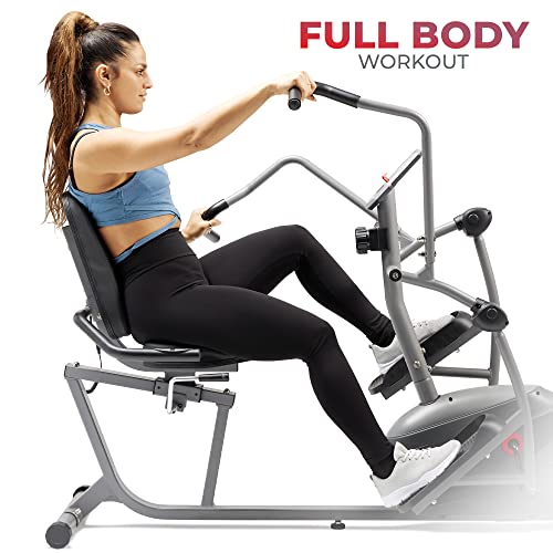 Sunny Health & Fitness Smart Recumbent Bike, Full-Body Home Training with Arm/Leg Exercisers, Indoor Cycling Workout Machine Plus Adjustable Seat & Bulit-in Pulse Sensors, Free SunnyFit App Connection - style: Recumbent Elliptical