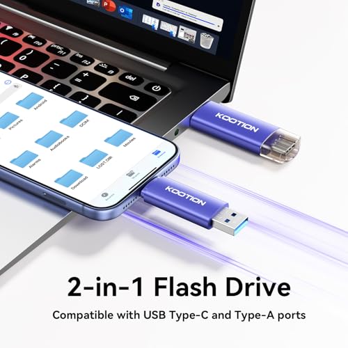 KOOTION 10-Pack 16GB Type C + USB A Portable 2.0 Flash Drive | 2-in-1 USB C Thumb Drive, Double-Head Protective Cover Design Compatible with Android Smartphone/Tablet/PC - color: Blue 10pack, size: 16GB 2.0
