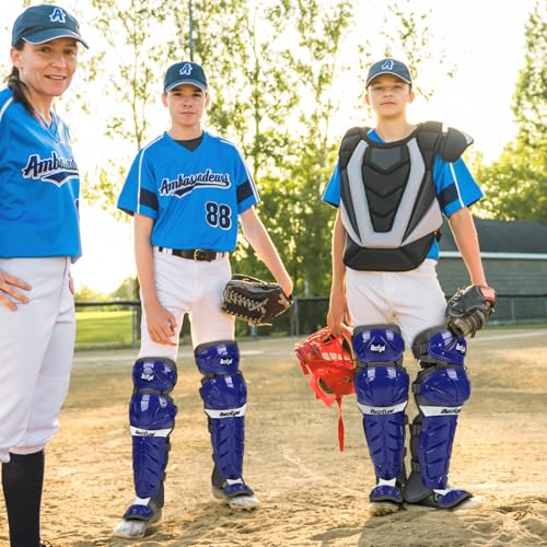 Baseball Softball Catcher Leg Guards Shin Guards for Youth Adult - size: 12"-Youth Blue
