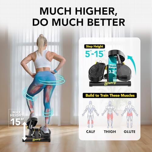 ZIWWVY Stepper Machine with Resistance Bands, Mini Stepper with 300LBS Weight Capacity, Twist Stepper for Full Body Workout, Adjustable Step Height, Smooth and Quiet, Step Machine for Men Women - style: Large Foot Model