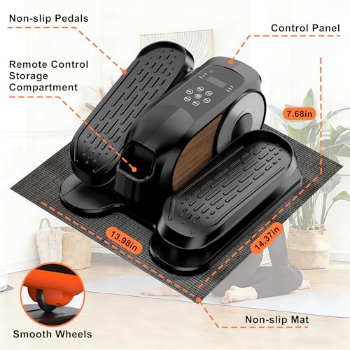 Low Impact Mini Under Desk Elliptical Quiet Electric Leg Exerciser | Compact portable under desk elliptical with non-slip mat, quiet motor for home office. Leg trainer gift for seniors mom dad