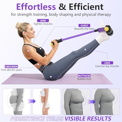 Upgraded Pedal Resistance Band with Handle, Soft Durable Fashion Puller Exercise with Thickened 6 Tension Ropes, Tube Pedal Resistance Device for Abdomen, Waist, Arm, Leg, Core/ABS - color: Black & Purple