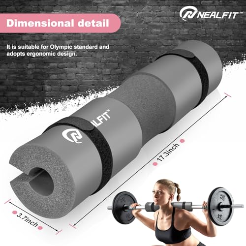 NEALFIT Barbell Pad Squat Pad for Squats—Squat Bar Pad—Great for Weightlifting,Lunges and Hip Thrusts—Foam Sponge Pad—Fit Standard and Olympic Bars Perfectly - color: Grey