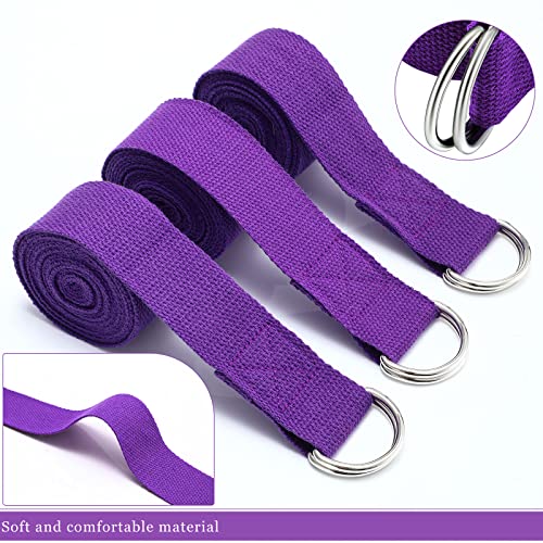 6 Pcs Yoga Strap for Stretching 8 ft Yoga Exercise Adjustable Straps Bands with Safe D Ring Buckle for Pilates, Gym Workouts, Fitness, Physical Exercise, Dance, Improve Flexibility - color: Purple