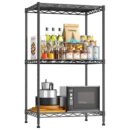 DurayLoly 3 Tier Metal Wire Storage Shelves,Adjustable Small Wire Shelving Unit,Utility Storage Rack for Kitchen,Bedroom,Laundry Room,Pantry & Office,17.7”Wx11.8”Dx35.4”H,Black - size: Black-17.7”W × 11.8”D × 35.4”H