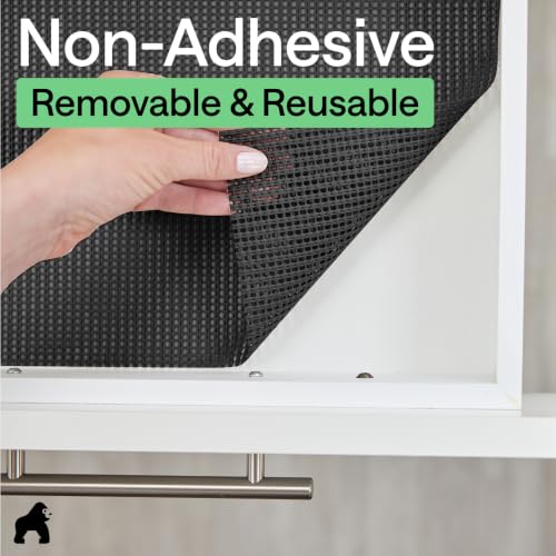 GORILLA GRIP powerGRIP Drawer Shelf and Cabinet Liner, Thick Strong Hold, Non-Adhesive Liners Protect Kitchen Cabinets and Cupboard, Bathroom Drawers, Easy Install, Breathable Mat, 12" x10', Charcoal - color: Charcoal, size: 12" X 10', style: 12" x 10'