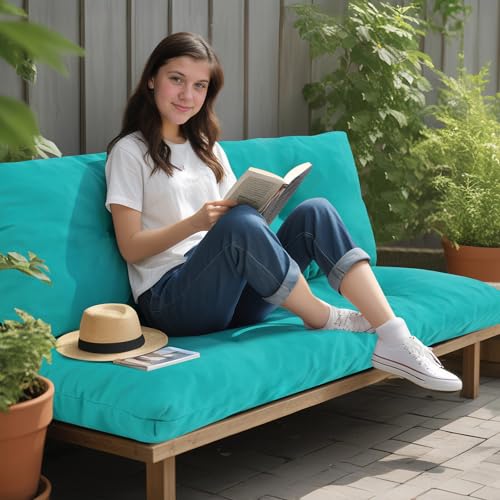 Outdoor Bench Cushion Waterproof, Tufted Bench Seat Cushion | 40 x 15 Inch Patio Wicker Indoor Seat Pads for Outside Garden Patio Balcony, Blue - color: Peacock Blue, size: 40x15 Inch