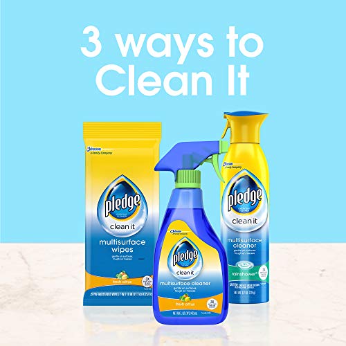 Pledge Multi-Surface Furniture Polish Wipes, Works on Wood, Granite, and Leather, Cleans and Protects, Fresh Citrus - Pack of 6 (150 Total Wipes) - size: 25 Count (Pack of 6)