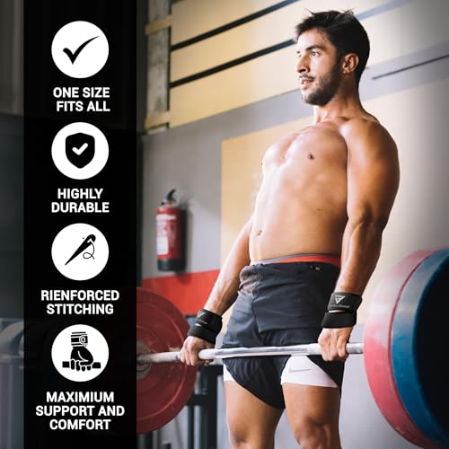 Weight Lifting Straps Figure 8, Anti Slip Strap with cuffs wrist Support for Gym Workout Deadlift Powerlifting Bodybuilding Weightlifting, Fitness Strength Training, Hand Bar Grip for Men - color: F BLK