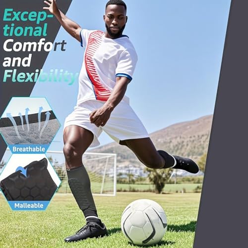 2 Pack Soccer Shin Guards Soccer Adult, Soccer Shin Guards for Kids Soccer Shin Pad with Honeycomb Pads, Shin Defender Shin Guard Sleeves, Ski Shin Guards Ski Shin Pads - color: Blue, size: Medium