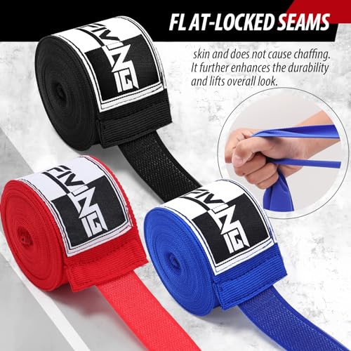 Boxing Hand Wraps Inner Gloves for Men Women(180 Inch) | Elasticated Thumb Loop Bandages, Wrist Wrap Protection, Muay Thai MMA Kickboxing Martial Arts, Punching Bag Training - color: Red