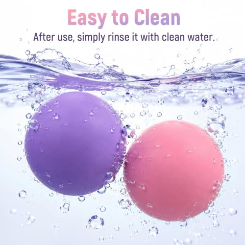 2 Pack Massage Lacrosse Balls for Myofascial Release,Yoga Deep Tissue Massage,Trigger Point Therapy and Foot Plantar Fasciitis,Muscle Soreness Massager Ball (Pink + Purple) - color: Pink + Purple