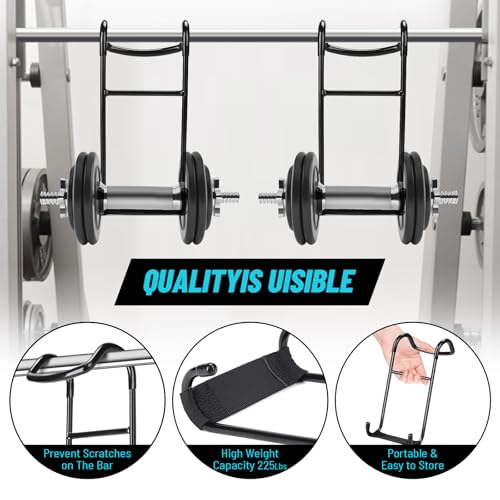 Roliwils 225LB Dumbbell Spotter Hooks (Pair) - Reduced noise, anti-scratch | Shoulder/chest press support | Easy solo use | For all fitness