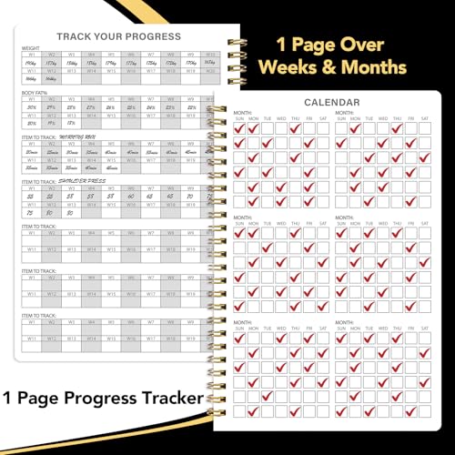 Thboxes Workout & Fitness Journal for Woman Man，8.5" x 6" Daily Exercise Log Notebook Personal Health Meal Planner for Weight Loss Gym Muscle Gain Workout Notepad Essentials Wellness Log, Black - color: Black