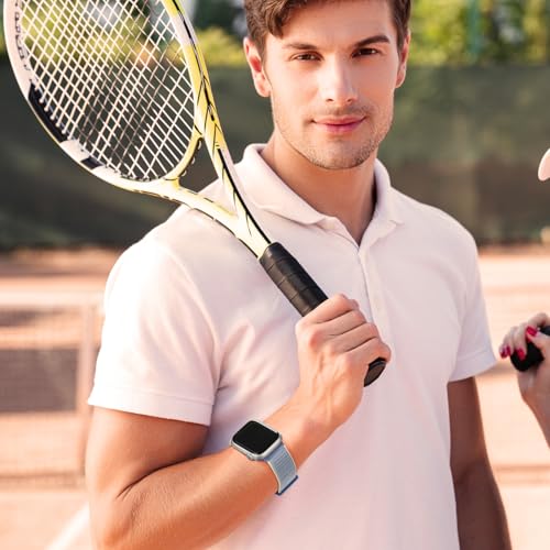 6 Pack Sport Nylon Loop Band Compatible with Apple Watch Band 38mm 40mm 41mm 42mm 44mm 45mm 46mm 49mm for Women Men, Adjustable Breathable Braided Straps for iWatch Series 11/10/9/8/7/6/5/4/3/SE/Ultra - color: Black/Wheat/Lake Green/Ultramarine/Green Clou
