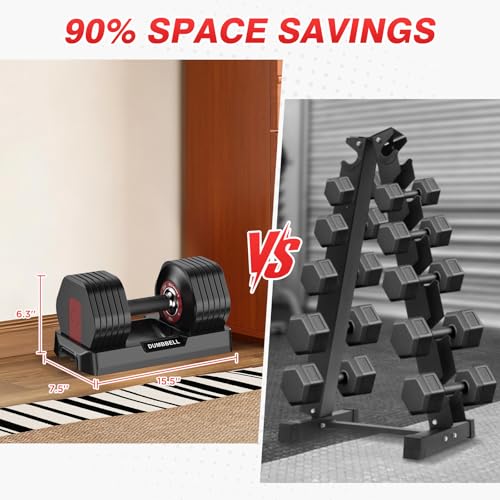Adjustable Dumbbells Set All in One Free Weights Set for Home Gym | 25/26.5/52.5/55/85lbs Weights Dumbbells Set, 1 Sec Adjust Weights with Anti-Slip Handle for Home Fitness - color: 26.5lb-pair