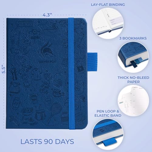 Clever Fox Fitness & Food Journal, Workout Planner, 4.2"x5.7" Mystic Blue | Lasts 3 months, undated hardcover exercise & weight loss journal for women, gym, diet, meal tracker, calorie counter book - color: Mystic Blue, size: Pocket (4.2" x 5.7")