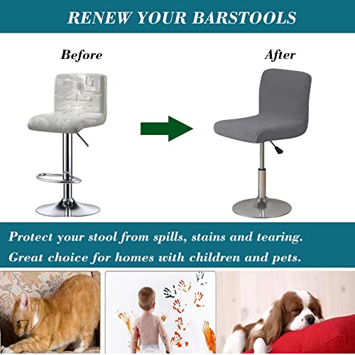 HFCNMY Bar Stool Covers with Backs,4 Pack Stretch Bar Stool Chair Covers,Jacquard Bar Stool Covers,Washable Bar Chair Covers Swivel Barstool Covers Slipcovers with Back Dark Gray - color: Dark Gray