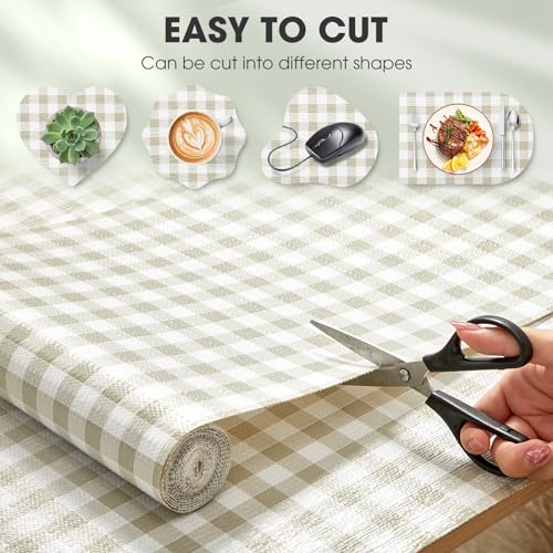 Drawer and Shelf Liner, Non-Slip Kitchen Cabinet Liners Non-Adhesive Thick Strong Grip Waterproof Washable Mats Protect Dresser Shelves Cupboard Bathroom Cabinets, Yellow Plaid, 12 in X 10 FT - color: Yellow Plaid, size: 11.8"W x 118"L