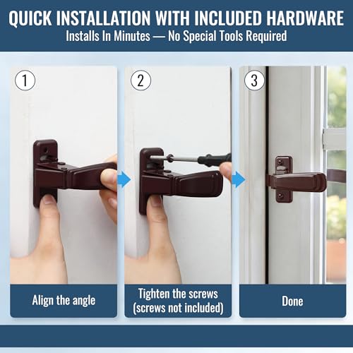 Replacement Screen Door Latch, Heavy Duty Inside Door Handle Compatible with Storm Doors Handle, Interior Latch for Screen and Storm Doors(for Non-Spring Loaded Strike,Brown) - color: Brown, style: for Non-spring Loaded Strike