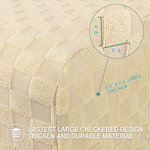 YEMYHOM 1 Piece Stretch Wingback Chair Slipcover Latest Jacquard Design Wing Chair Cover Non Slip Furniture Protector with Foam Rods for Living Room (Wing Chair, Beige) - color: Beige, size: 1 Pack - Wing Chair