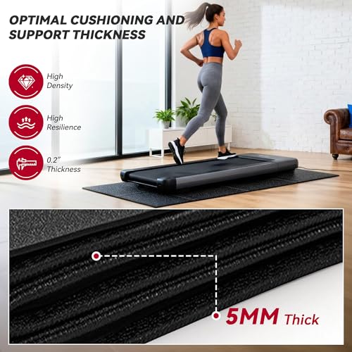 Walking Pad Mat for Carpet, Treadmill Mat for Hardwood Floors, High Density, 0.2" Thickness, Folable, Floor Protection Mats for Bike, Elliptical, Treadmill - size: 55.1"L x 23.6"W x 0.2"Th