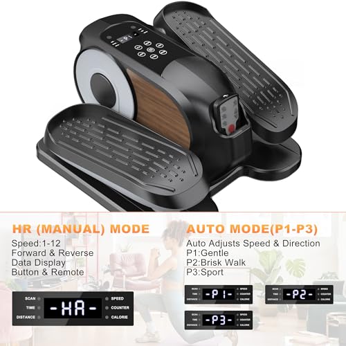 Low Impact Mini Under Desk Elliptical Quiet Electric Leg Exerciser | Compact portable under desk elliptical with non-slip mat, quiet motor for home office. Leg trainer gift for seniors mom dad