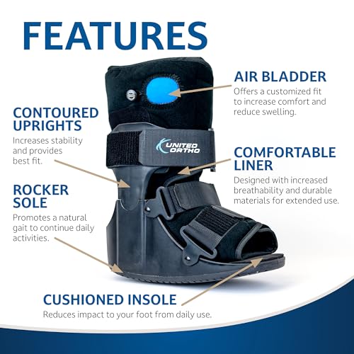 United Ortho Short Air Cam Walker Fracture Boot, Small, Black - size: Small