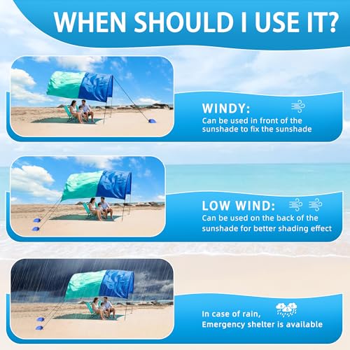 Bylion 2 Sets Beach Shade Accessories- Beach Canopy Wind Assist-600D Blue Sandbags Weight Sun Canopy Assist Kits, Provide Shade in Breezes/No Wind Form Tent-Like Shape(Canopies Excluded) - color: Style1-Blue