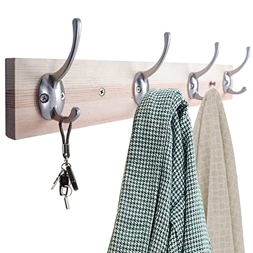 IBosins 32 Pack Silver Coat Hooks Wall Mounted with 64 Screws Retro Double Hooks Utility Silver Hooks for Coat, Scarf, Bag, Towel, Key, Cap, Cup, Hat - color: 32 Pcs Silver