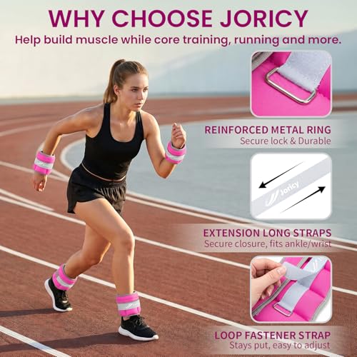 Adjustable Ankle Weights 1-3/4/5/6/8/10/20 LBS Pair with Removable Sandbags for Women & Men - color: rose red, size: 4lbs Pair (2lb Each Weight)
