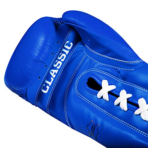 Title Classic Leather Lace Training Gloves 2.0 - Lace Up Boxing Glove, Boxing Competition Gloves, Boxing Sparring Gloves, Boxing Training Gloves, Boxing Bag Gloves, Boxing Gloves - color: Blue, size: 16 oz