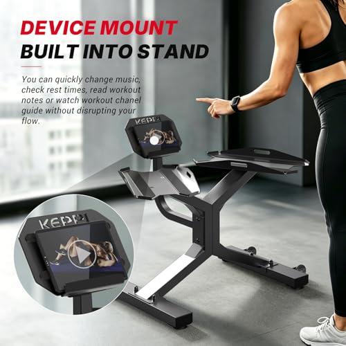 Adjustable Dumbbell Rack with Tablet Stand, 330LB Capacity Weight Rack Stand for Home Gym, Fitness Dumbbell Holder, Strength Training Weight Rack Stand with Non-Slip Silicone Tray, Straps, Wheels
