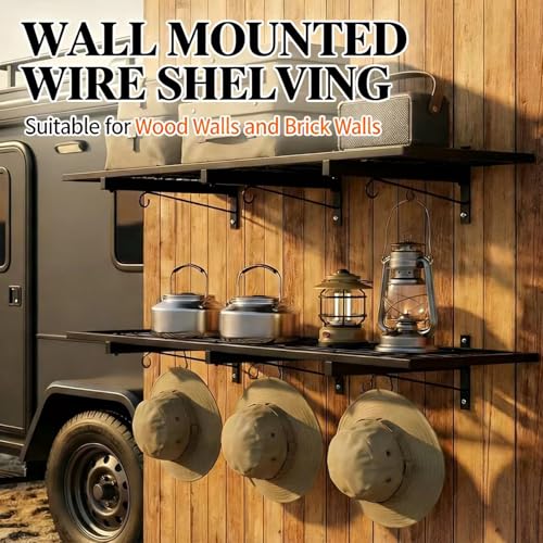 Garage Wall Shelving, 46" x 12" Floating Shelf, Heavy Duty, 190 LBS Load Capacity, Black Storage Rack for Shop, Shed, Closet, Basement - style: B-1 PACK
